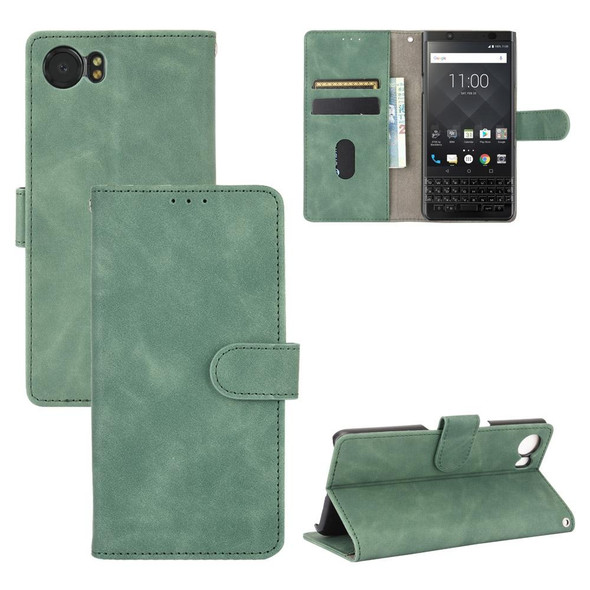 BlackBerry Keyone Solid Color Skin Feel Magnetic Buckle Horizontal Flip Calf Texture PU Leatherette Case with Holder & Card Slots & Wallet(Green)