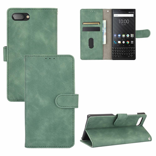 BlackBerry KEY2 Solid Color Skin Feel Magnetic Buckle Horizontal Flip Calf Texture PU Leatherette Case with Holder & Card Slots & Wallet(Green)