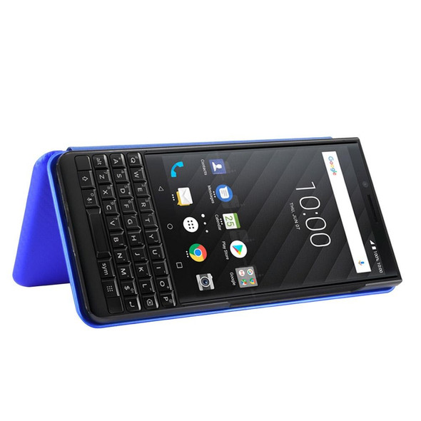 BlackBerry KEY2 Carbon Fiber Texture Magnetic Horizontal Flip TPU + PC + PU Leatherette Case with Card Slot(Blue)