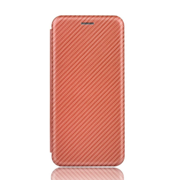 BlackBerry KEY2 Carbon Fiber Texture Magnetic Horizontal Flip TPU + PC + PU Leatherette Case with Card Slot(Brown)