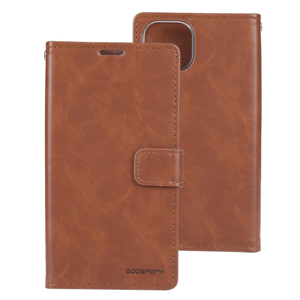 GOOSPERY BLUE MOON Crazy Horse Texture Leather Case - iPhone 14 Pro Max(Brown)