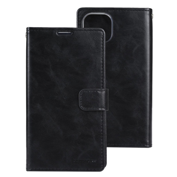 GOOSPERY BLUE MOON Crazy Horse Texture Leather Case - iPhone 14 Pro Max(Black)