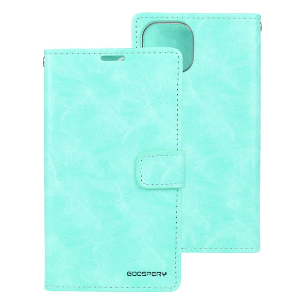 GOOSPERY BLUE MOON Crazy Horse Texture Leather Case - iPhone 14 Max(Mint Green)
