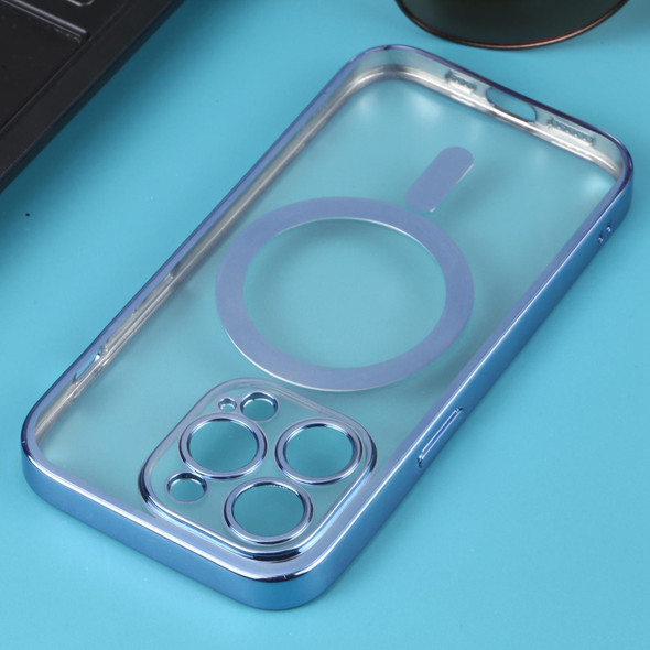 MagSafe Electroplating Straight TPU Phone Case - iPhone 13 Pro(Blue)