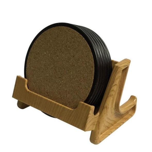 Home Daily Wood Round Cork Coaster, Specification:6 Coasters