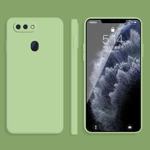 OPPO R15 Solid Color Imitation Liquid Silicone Straight Edge Dropproof Full Coverage Protective Case(Matcha Green)