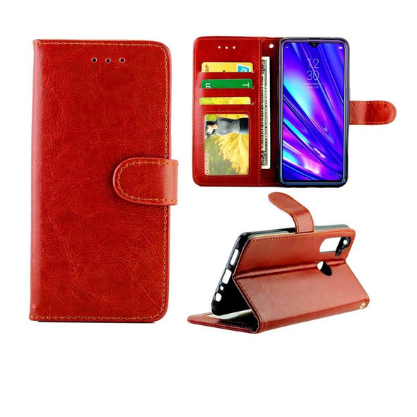 OPPO Realme5 Pro Crazy Horse Texture Leather Horizontal Flip Protective Case with Holder & Card Slots & Wallet & Photo Frame(Brown)