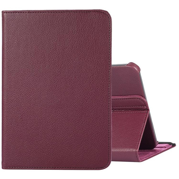 7 inch Tablet 360 Degree Rotation Litchi Texture Flip Leatherette Tablet Case(Purple)