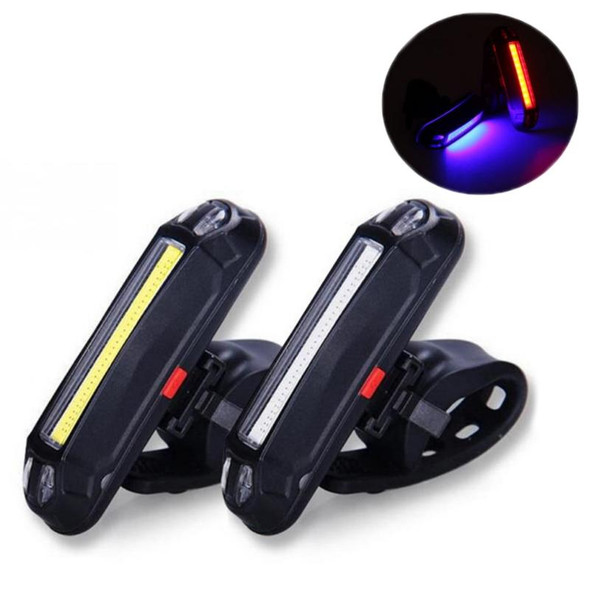 2 PCS LED Rechargeable Bicycle Warning Strip Tail Light(OPP Red&Blue Light)