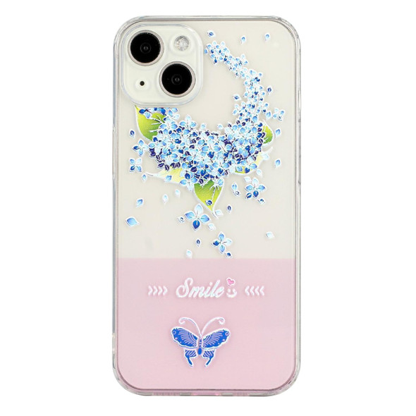 Bronzing Butterfly Flower TPU Phone Case - iPhone 14(Hydrangea)