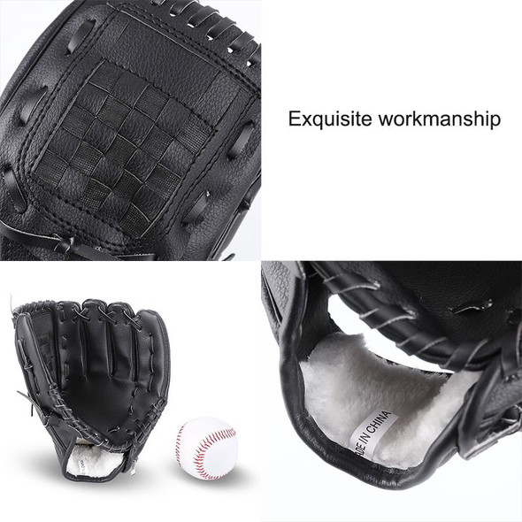 PVC Outdoor Motion Baseball Leather Baseball Pitcher Softball Gloves, Size:10.5 inch(Black)