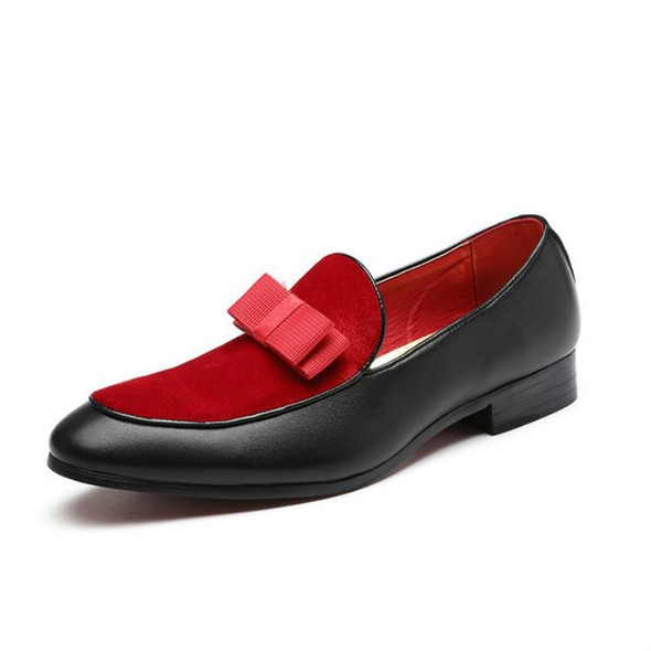 Bowknot Wedding Dress Male Flats Gentlemen Casual Shoes, Shoe Size:37(Red)