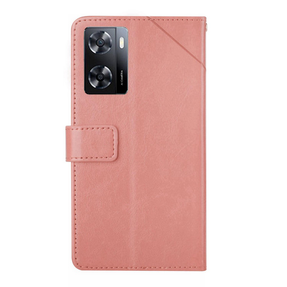 OPPO A57 4G/A77 4G/Realme Narzo 50 5G/Realme V23 HT01 Y-shaped Pattern Flip Leather Phone Case(Pink)