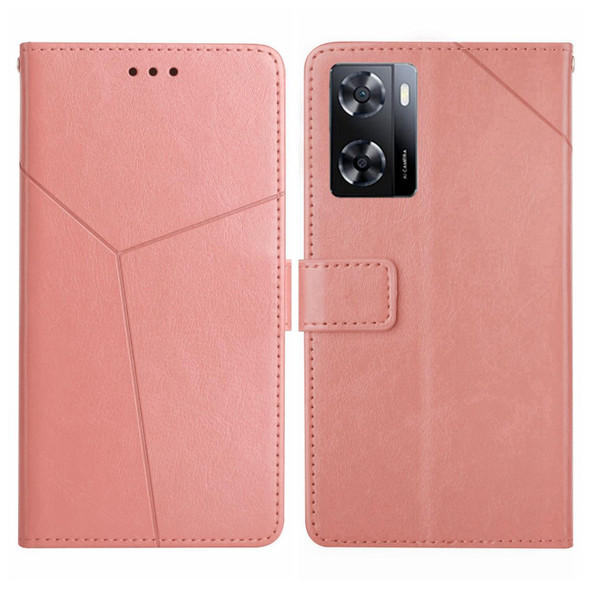 OPPO A57 4G/A77 4G/Realme Narzo 50 5G/Realme V23 HT01 Y-shaped Pattern Flip Leather Phone Case(Pink)