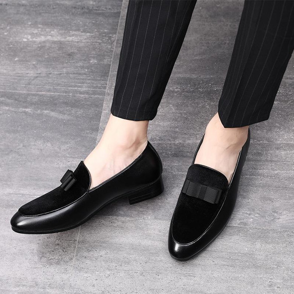 Bowknot Wedding Dress Male Flats Gentlemen Casual Shoes, Shoe Size:45(Black)