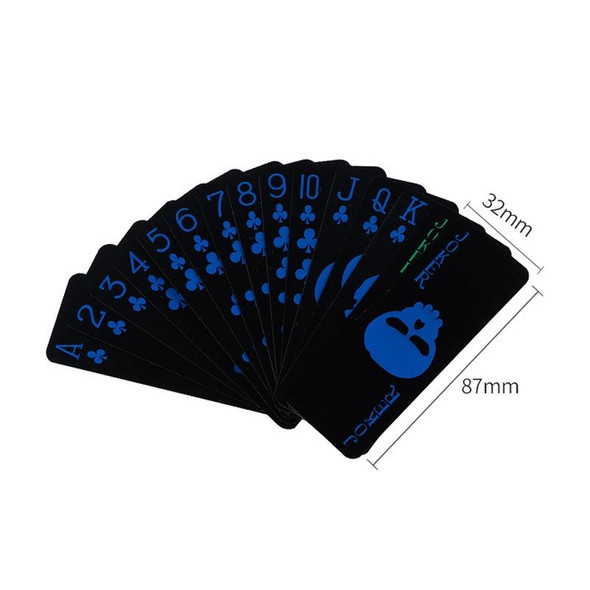 2 PCS Plastic Frosted Waterproof PVC Poker Cards, Size:3.2 x 8.7cm(Blue+Gold)
