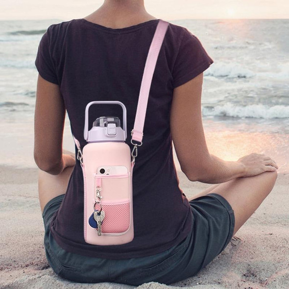 2L Diving Material Water Bottle Cover Case with Strap(Pink Metal Buckle)