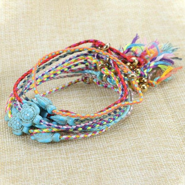 5 PCS Colorful Braided Cord Adjustable Turtle Bracelet(6)