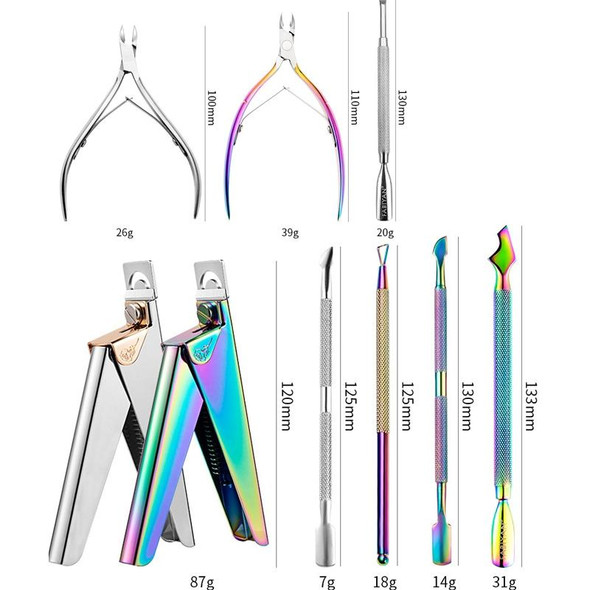 FABIYAN Nail Art Scissors Set Stainless Steel Nail Clippers Dead Skin Scissors Remover Steel Push, Specification: Set 2