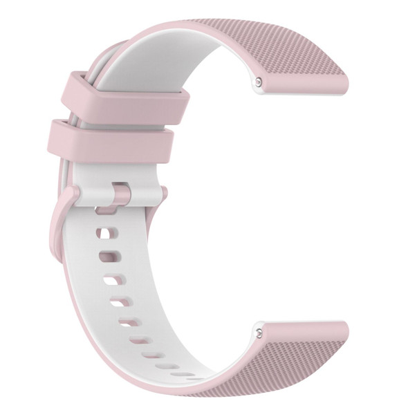 Samsung Galaxy Watch Active2 40mm 20mm Checkered Two-Color Silicone Watch Band(Pink+White)
