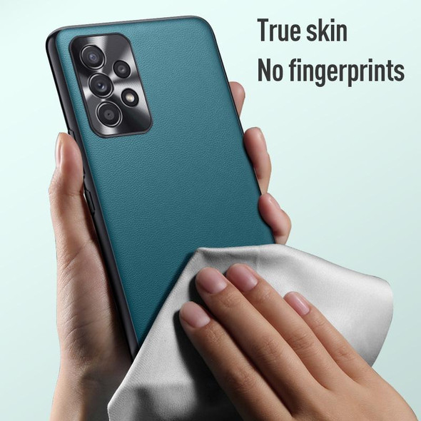 Samsung Galaxy A33 5G Plain Skin Leather Phone Case(Green)