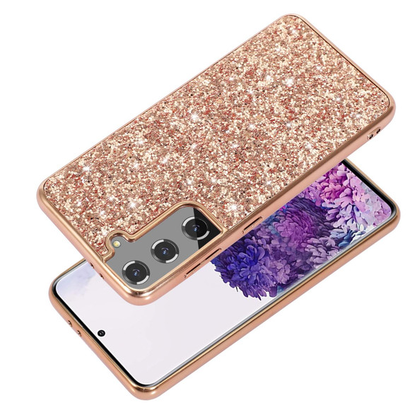 Samsung Galaxy S22 Ultra 5G Glitter Powder Shockproof TPU Protective Phone Case(Black)