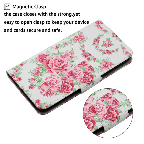 Samsung Galaxy A03s 166mm Painted Pattern Horizontal Flip Leather Case with Holder & Card Slot & Wallet(Rose Flower)