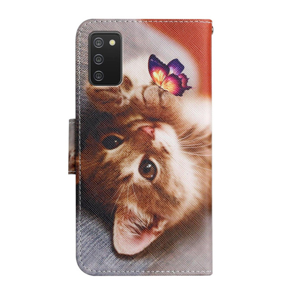 Samsung Galaxy A03s 166mm Painted Pattern Horizontal Flip Leather Case with Holder & Card Slot & Wallet(Butterfly Cat)