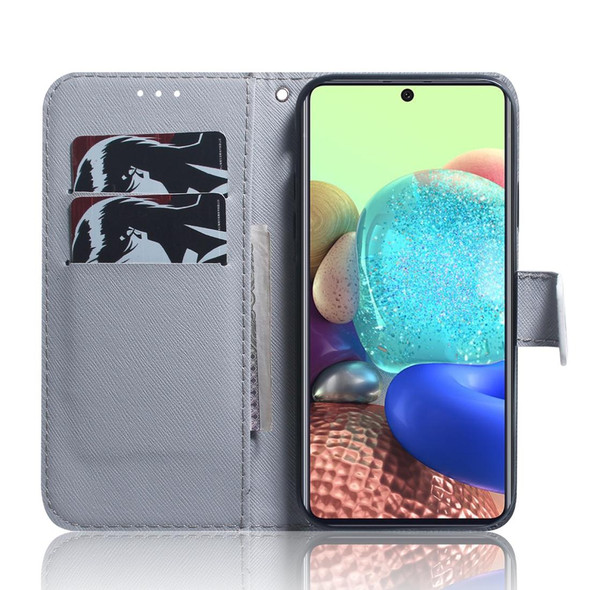 Samsung Galaxy A71 5G Colored Drawing Horizontal Flip Leather Case with Holder & Card Slot & Wallet(White Wolf)