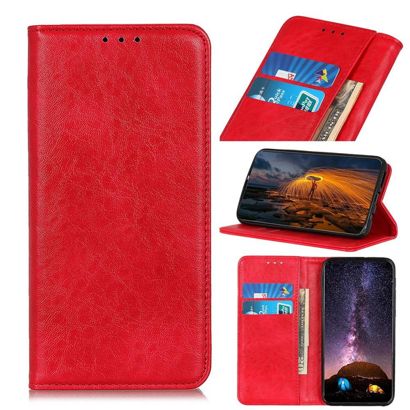 Samsung Galaxy M32 Magnetic Crazy Horse Texture Horizontal Flip Leather Case with Holder & Card Slots & Wallet(Red)