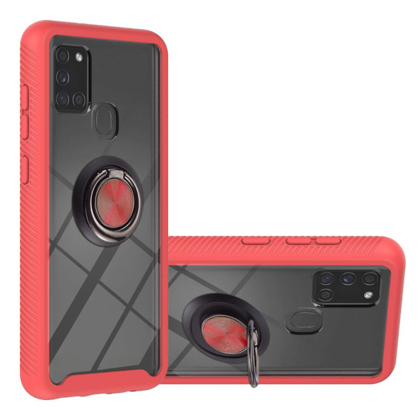Samsung Galaxy A21s / A217F Starry Sky Solid Color Series Shockproof PC + TPU Protective Case with Ring Holder & Magnetic Function(Red)