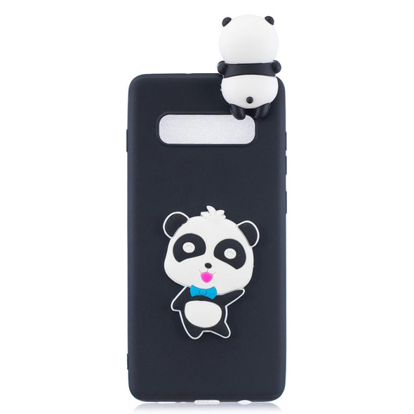 Galaxy S10 3D Cartoon Pattern Shockproof TPU Protective Case(Blue Bow Panda)