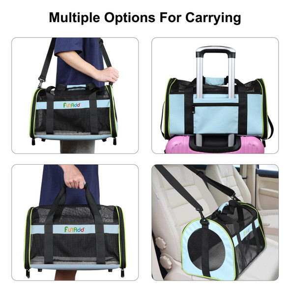 FUNADD Pet Travel Carrier Bag Shoulder Foldable Tote Bag(Blue)