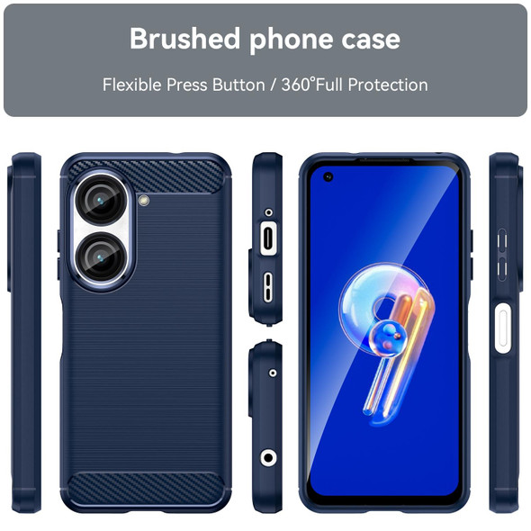 Asus Zenfone 9 Brushed Texture Carbon Fiber TPU Case(Blue)