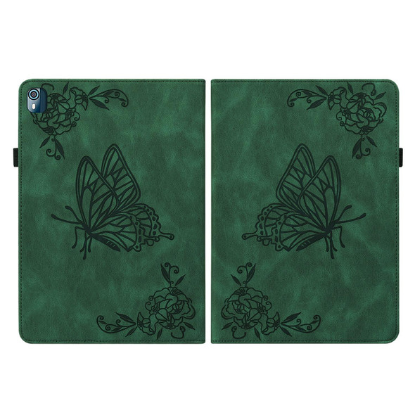 Nokia T10 Butterfly Flower Embossed Leather Tablet Case(Green)