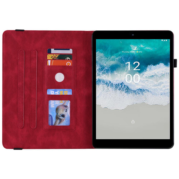 Nokia T10 Butterfly Flower Embossed Leather Tablet Case(Red)