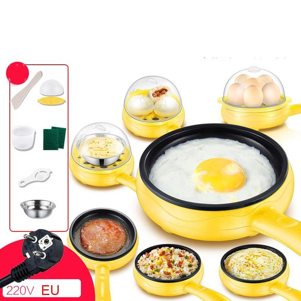 350W Electric Egg Omelette Cooker Frying Pan Steamer Cooker,EU Plug,Style: Single Layer Set Yellow