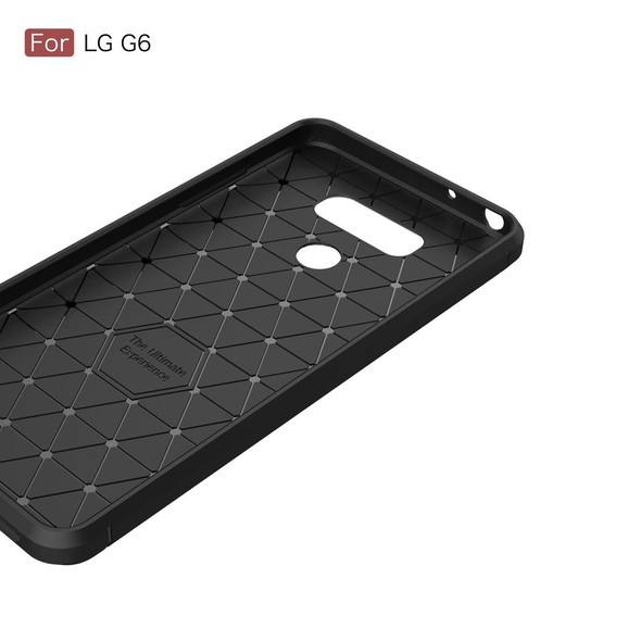 LG G6 Brushed Carbon Fiber Texture Shockproof TPU Protective Cover Case (Red)