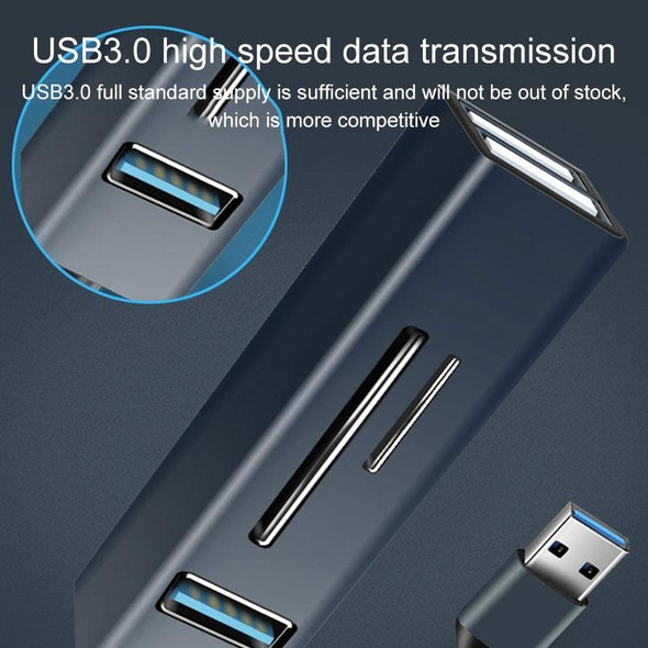 15101 5 in 1 USB3.0 to 3 x USB + SD / TF Card Reader HUB Adapter (Blue)