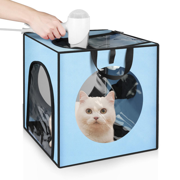 FUNADD Pet Bath Drying Box Portable Folding Dryer Cage (Blue)