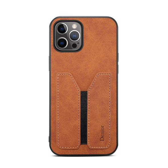 Denior Elastic Card Slot PU + TPU Phone Case - iPhone 13 Pro Max(Brown)