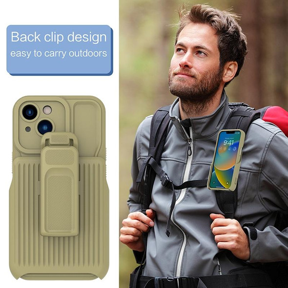 Explorer Series Back Clip Holder PC Phone Case - iPhone 13 Pro Max(Dark Green)