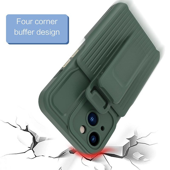 Explorer Series Back Clip Holder PC Phone Case - iPhone 13 Pro(Dark Green)