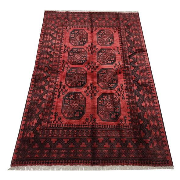 Stunning Red Afghan Carpet 208 X 146 cm