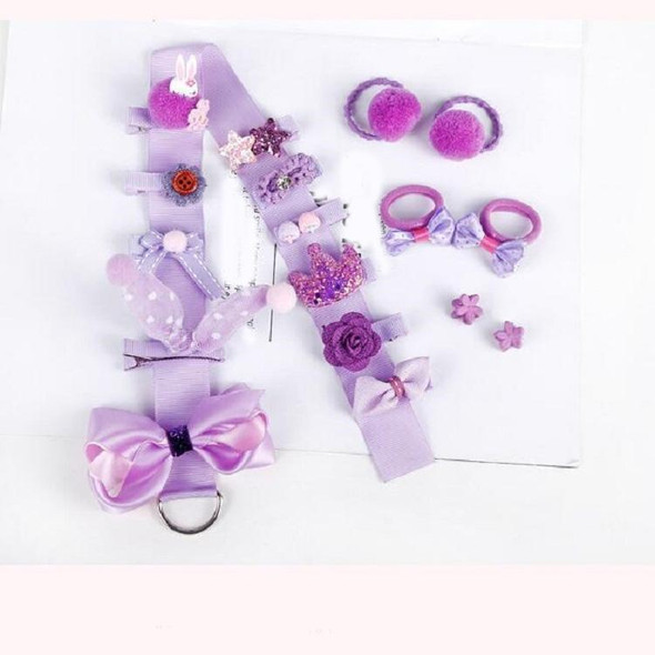 54 PCS / 3 Sets Baby Hair Accessories Girls Hairpin Hair Ring Boxed(Purple)