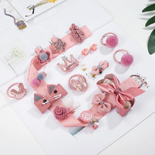 54 PCS / 3 Sets Baby Hair Accessories Girls Hairpin Hair Ring Boxed(Pink)