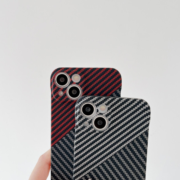 Carbon Fiber Texture PC Phone Case - iPhone 12 Pro Max(Black)