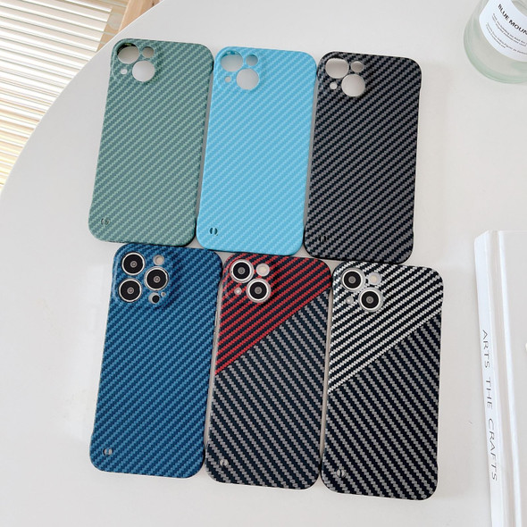 Carbon Fiber Texture PC Phone Case - iPhone 11(Light Blue)