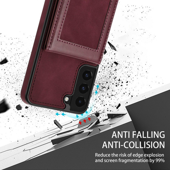 Samsung Galaxy S21 FE 5G N.Bekus Vertical Flip Card Slot RFID Phone Case(Wine Red)