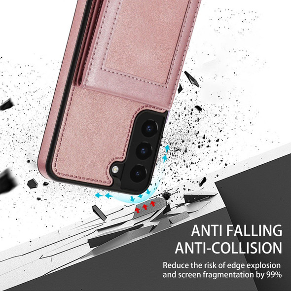 Samsung Galaxy S22 5G N.Bekus Vertical Flip Card Slot RFID Phone Case(Rose Gold)